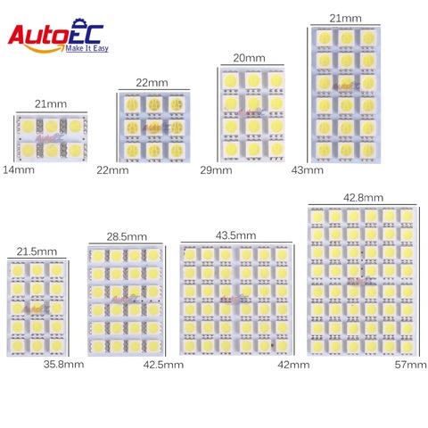 AutoEC – 4 panneaux Led, 6/9/12/15/18/24/36/48, SMD 5050 T10 Ba9s, adaptateur Festoon, accessoires pour moteur automobile, DC12V # LL13 ► Photo 1/6