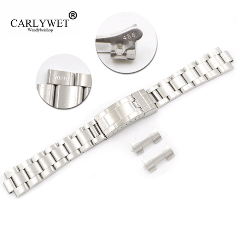 CARLYWET 20mm Maillons En Acier Creux Bout Incurvé Glisse Fermoir Bracelet Bande De Montre pour Vintage Submariner Oyster 70216 455B ► Photo 1/6