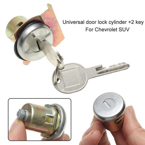 Cylindre de serrure de porte en métal universel, 2 pièces, avec 2 clés, pour Chevrolet, camion, SUV ► Photo 1/6