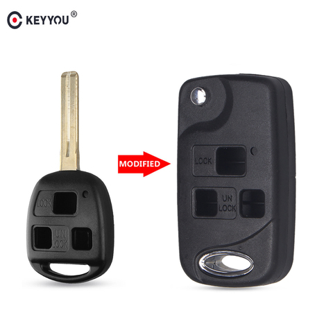 KEYYOU-coque de clé télécommande à 3 boutons, pliable, pour voiture Lexus Es Rx Lx Gs ► Photo 1/6