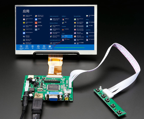 Écran LCD TFT 7 pouces hd avec panneau de commande à distance pour pilote, 2av HDMI, VGA pour Lattepanda,Raspberry Pi Banana Pi ► Photo 1/6