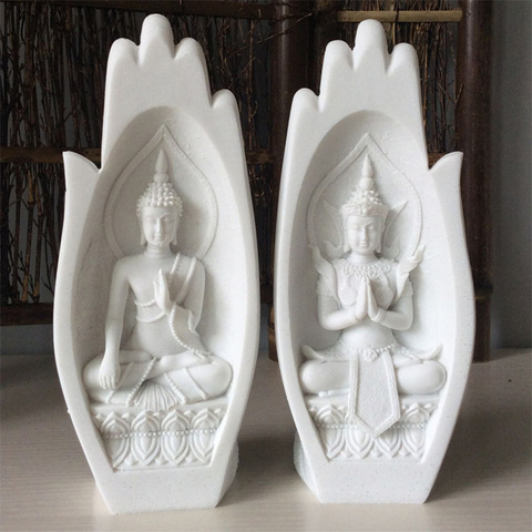 2 pièces Bouddha Statue Mains Sculptures Moine Figurine Tathâgata Inde Yoga Fengshui Décoration De La Maison Accessoires livraison directe ► Photo 1/6