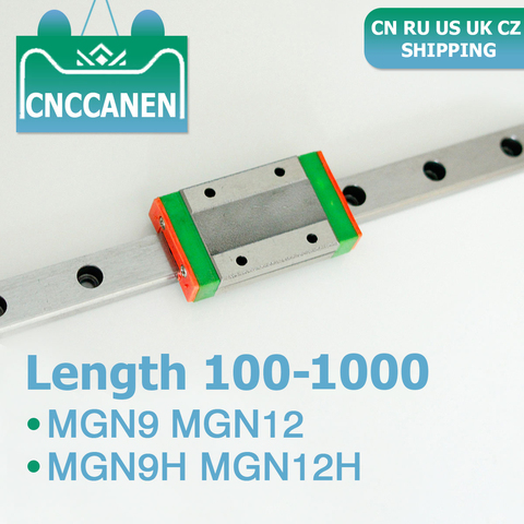 Rail de guidage linéaire CNC MGN12 MGN9 MGN9H MGN12H, Mini Rail de guidage linéaire 100- 1000mm, bloc coulissant pour imprimante 3D, expédition RU US CZ ► Photo 1/6