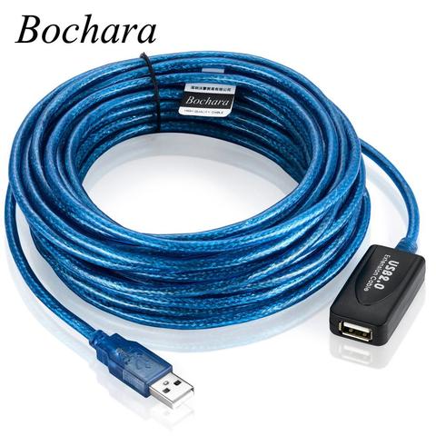 Bochara USB 2.0 rallonge USB 2.0 Type A mâle à femelle double blindage (feuille + tressé) puces Booster actives 5m ► Photo 1/6