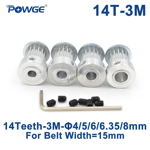 POWGE poulie synchrone 14 dents Arc HTD 3M | Alésoir 4/5/6/6.35/8mm pour largeur 15mm HTD3M courroie de synchronisation, poulie HTD3M 14 T ► Photo 1/1