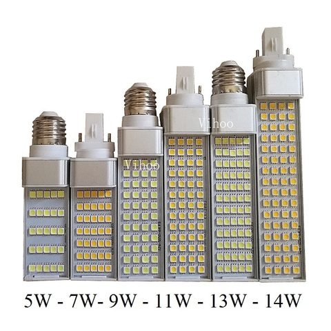 Ampoule led, 5w 7w 9w 11w 13w 14w g23 g24 e27 5050smd, blanc chaud et froid, 85v-265v, projecteur, prise horizontale à 180 degrés ► Photo 1/6