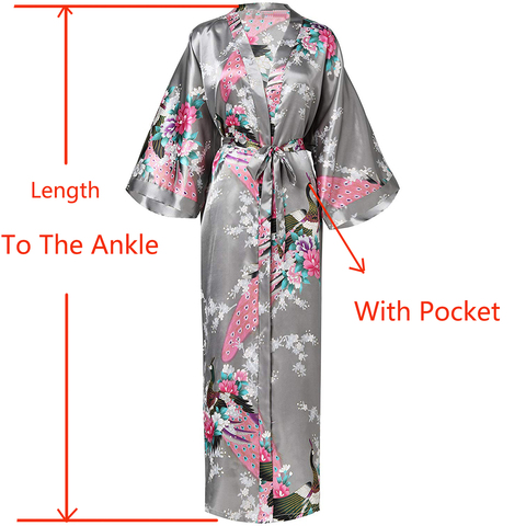 Robe longue Sexy pour femmes, avec poches, Robe de mariée, de demoiselle d'honneur, Kimono en rayonne, grande taille, Robe de nuit, S-XXXL ► Photo 1/5