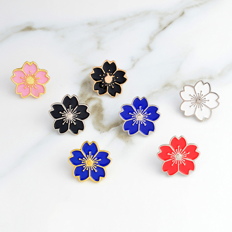 Broches multicolores Sakura, badge à fleurs, broches en émail dur, sac à dos, accessoires fleur japonaise, bijoux ► Photo 1/6