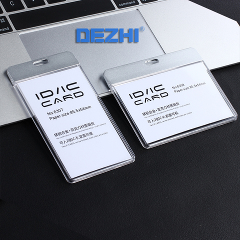 DEZHI-nouveau porte-Badge séparé pour carte d'identité IC, porte-Badge transparent, carte de travail sans lanière, acrylique avec matériau métallique ► Photo 1/6