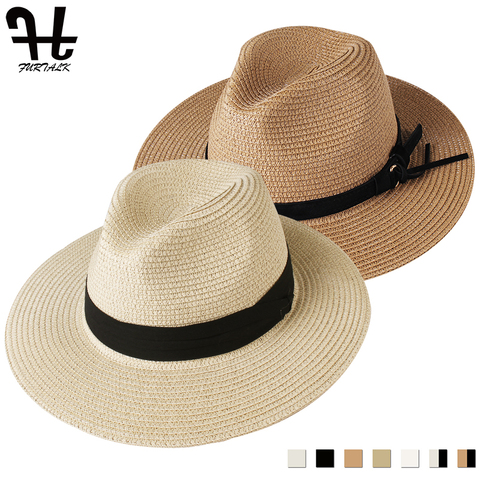 FURTALK Panama chapeau été soleil chapeaux pour femmes homme plage chapeau de paille pour hommes UV Protection chapeau femme 2022 ► Photo 1/6