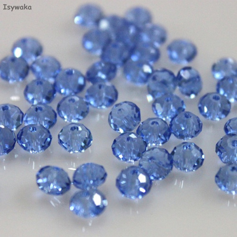 Isywaka couleurs bleu clair 4*6mm 50pcs Rondelle autriche facettes perles de verre cristal entretoise en vrac perles rondes pour la fabrication de bijoux ► Photo 1/5