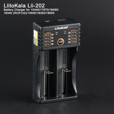 Chargeur de batterie LiitoKala Lii-202 Li-ion NiMH liefairy USB pour 10440/17670/18490/16340 (RCR123)/14500/18350/18650, alimentation mobile ► Photo 1/4