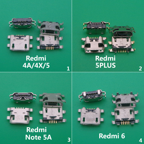 Lot de 10 connecteurs Micro USB pour Xiaomi Redmi 4A, 4X, 5 plus, 5 plus, 6, Note 5A ► Photo 1/1