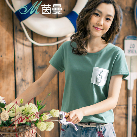 INMAN femmes été coton all-match impression manches courtes t-shirts hauts ► Photo 1/1