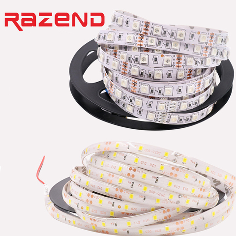 Bande lumineuse Flexible à LED SMD 2835 5050 5630 RGB, étanche, 5M, lumière blanche chaude, bleue, jaune, rouge, 12v ► Photo 1/6