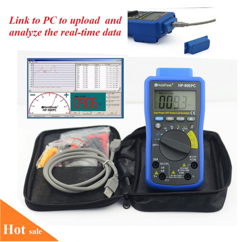 HoldPeak HP-90EPC multimètre numérique USB, tension AC/DC, testeur de température du courant C/F, DMM, Interface USB, Support PC ► Photo 1/6