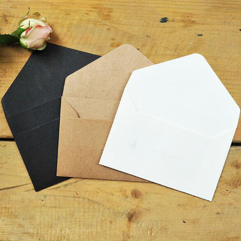 Lot de 50 enveloppes en papier artisanal noir et blanc, enveloppes Vintage Style européen pour carte cadeau de Scrapbooking ► Photo 1/5