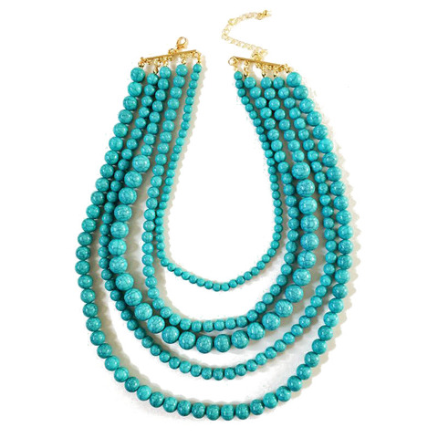 Collier en perles de marbre acrylique, nouveau collier à cinq couches épaisses ► Photo 1/6