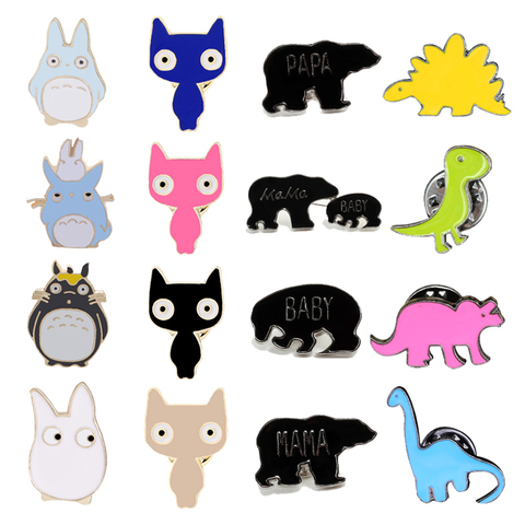 Broches animaux en émail, épingle pour chat, dinosaure ours, pingouin, épingle à revers, chemise pour femmes, enfants bijoux dessin animé, cadeau ► Photo 1/6