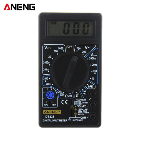 DT838 multimètre numérique LCD AC testeur de tension cc résistance à la tension Diode courant électrique compteur de tension Multimetro ► Photo 1/6
