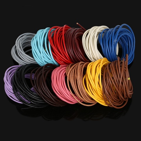 Cordon rond en cuir véritable de 3mm, 5 mètres, marron/bleu/violet, pour la fabrication de bracelets, artisanat fait à la main ► Photo 1/6