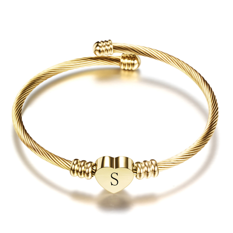 Bracelet en acier inoxydable réglable en acier inoxydable avec Bracelet en forme de coeur avec bracelets pour femme ► Photo 1/6