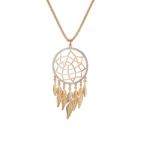 Collier avec pendentif attrape-rêve en or pour femmes, Long bijou en cristal, ras du cou, cadeau, vente en gros, 2022 ► Photo 1/6