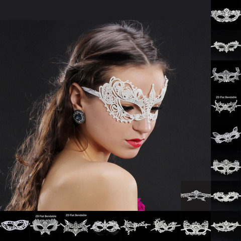 Blanc Sexy dentelle masque de fête pour carnaval Halloween mascarade demi visage boule fête masques fournitures de fête évider #30 ► Photo 1/6