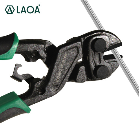 LAOA 8 pouces coupe-boulon cr-mo coupe-fil en acier 5.2MM Max coupe nez rond ciseaux 58HRC avec traitement de revêtement noir ► Photo 1/6