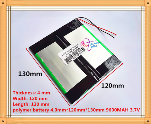 Batterie Li-ion, 3.7V, 9600mAH, 40120130 (vraie capacité), pour tablette PC de 9.7 pouces, 10.1 pouces, 4.0x120x130mm ► Photo 1/1