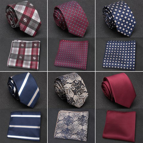 XGVOKH – ensemble de cravates pour hommes, mode de mariage, Hanky, points rayés, Jacquard, accessoires de fête sociale ► Photo 1/6