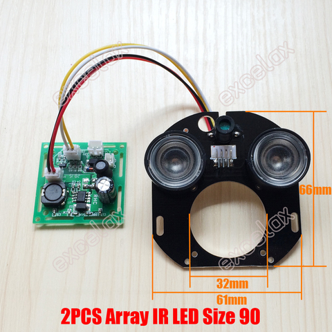 Caméra de Vision nocturne à infrarouges | Bricolage 2 pièces IR 20-50M 42mil PCB taille 90 pour vidéosurveillance, boîtier de caméra à puces étanche ► Photo 1/6