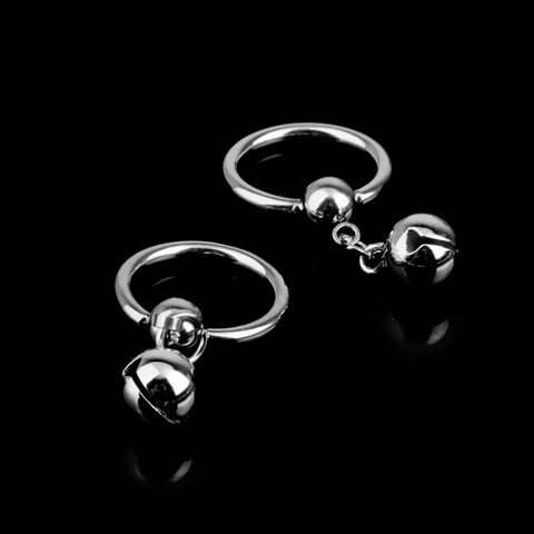 1 paire 14G acier inoxydable cloche breloque cerceau captif perle nombril mamelon anneau Piercing ► Photo 1/6