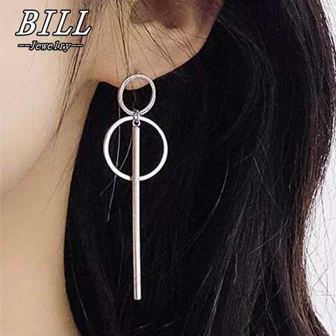 Boucles d'oreilles pendantes géométriques ajourées pour femmes, grande personnalité, Simple, longue ► Photo 1/5