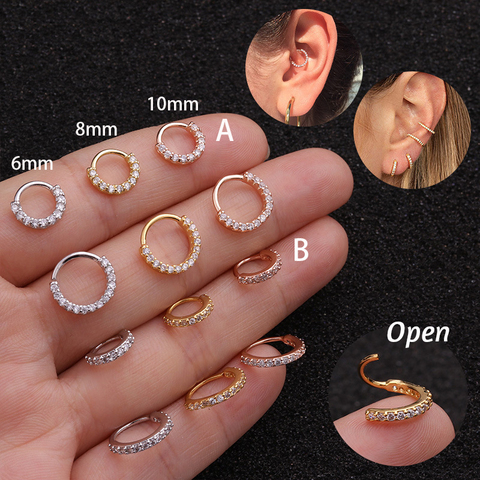 Boucle d'oreille cervicale pour nez Cz 6-10mm, boucle d'oreille de fleur, Helix, Cartilage Tragus, 20g x 8mm, bijoux ► Photo 1/6