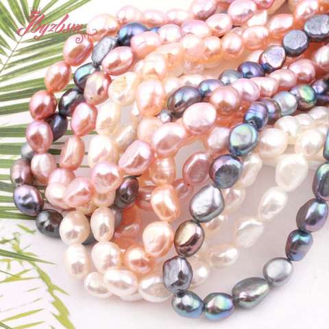 Perles en pierre naturelle d'eau douce, amples 7-8mm, forme libre, pour la fabrication de bracelets et de bijoux, collier à faire soi-même, 15 pouces ► Photo 1/6