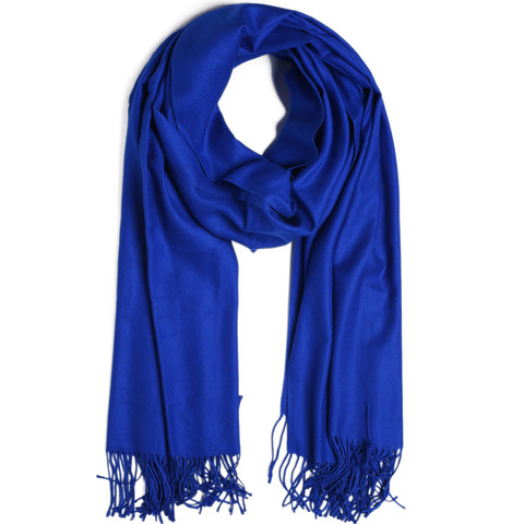 Châle écharpe en cachemire, solide, automne-hiver, enveloppe chaude, de haute qualité, doux, épais, en laine Pashmina, de luxe, bleu Royal ► Photo 1/6