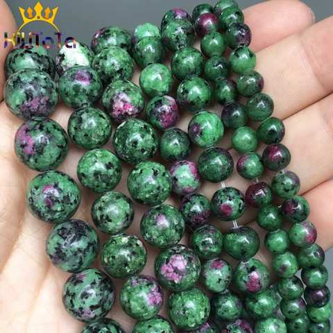Perles en pierre de zoïte naturelles, lisses et amples, pour la fabrication de bijoux, collier Bracelet à bricoler soi-même, brin de 15 