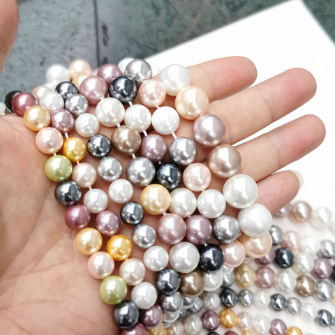 Nouvelle mode mélange de couleurs, nouvelles perles rondes, amples, imitation coquille de perles, tailles 4-14mm, fabrication de bijoux 15 pouces, nouvelle mode ► Photo 1/6