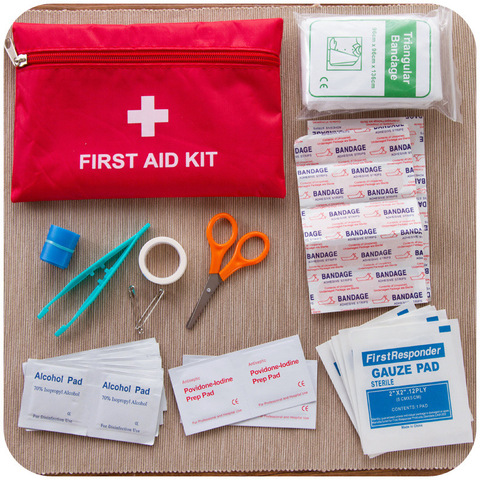 Kit de premiers soins d'urgence, 12 sortes/paquet, Kit de survie, randonnée, Camping, voyage, traitement médical d'urgence, ensemble de sacs à poche en Nylon ► Photo 1/1