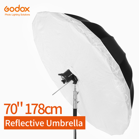 Godox Studio Photogrphy parapluie 70 pouces 178cm noir argent parapluie réfléchissant + grand diffuseur couverture pour Studio de prise de vue ► Photo 1/6