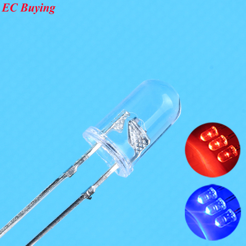 100 pcs/lot 5mm Clignotant Rouge/Bleu Flash led LED 10000mcd 5mm Clignotant Rouge/Bleu led 5mm Diode Électroluminescente Bi-Couleur ► Photo 1/4