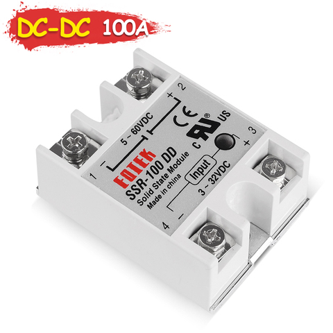 SINOTIMER – Module à semi-conducteurs SSR100A 3-32V 12V DC à 5-60V DC charge SSR-100DD SSR 100DD, relais DC-DC monophasé ► Photo 1/6