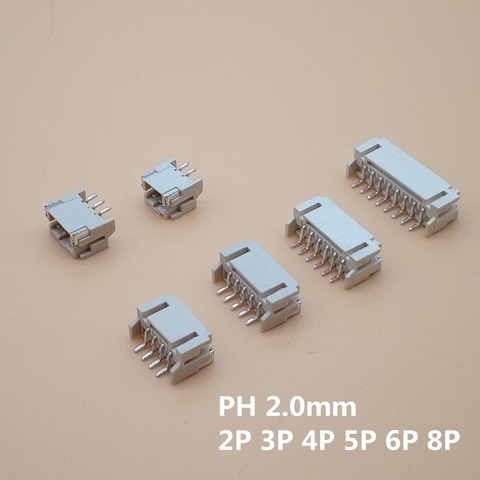 Connecteurs de Patch, 20 pièces, pas de 2.0mm, SMD 2P 3P 4P 5P 6P 8P 10P, prise horizontale de 2mm, SMT SMD ► Photo 1/3