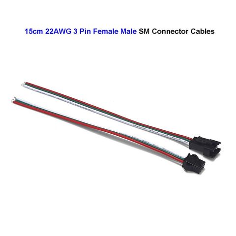 Câble de connecteur SM JST femelle à 3 broches, 22awg, 0.3mm, rallonges pour ruban d'éclairage LED rigide WS2811 WS2812B ► Photo 1/6