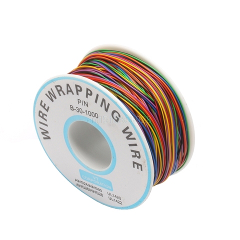 Un rouleau 8 couleurs 30AWG fil fil d'emballage, cuivre étamé solide, isolation en PVC ► Photo 1/1