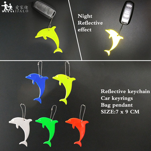 Porte-clés réfléchissants dauphin en PVC souple | Sacs de voiture, accessoires pour la sécurité routière ► Photo 1/6