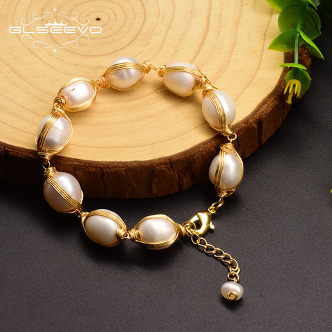 GLSEEVO naturel eau douce perle breloque Bracelets pour femmes réglable Bracelets Pulseras fait à la main Fine bijoux de luxe GB0104 ► Photo 1/5