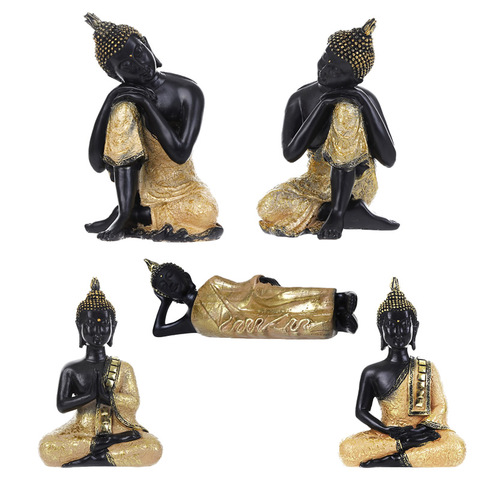 Sculpture de bouddha thaïlandais assis, Statue de bouddha, décoration pour la maison et le bureau, ornement d'intérieur, artisanat d'ornement Feng Shui, 15cm ► Photo 1/6