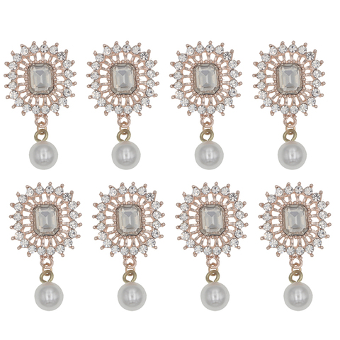 Boutons décoratifs en strass de 43x28mm, embellissement des boutons en métal à dos plat, faits à la main, avec perles, pour accessoires décoration pour la maison bricolage ► Photo 1/6